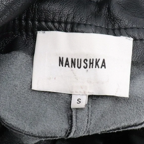 Nanushka Ethan Ultra High Rise Faux Leather Belted Pants Trousers Black Small